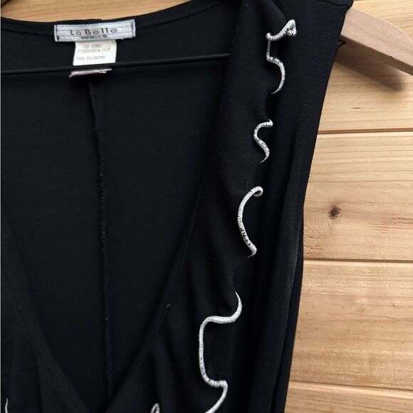 Y2K Vintage La Belle Size Medium White Ruffle Trim Sleeveless Dress Whimsigoth - Picture 4 of 11